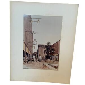 Vintage 1968 McDougall Shopping Mall Supermarket Art Print Mounted on Board